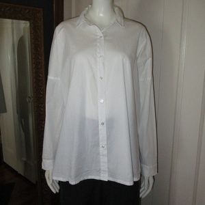 Eileen Fisher White Cotton front button Shirt Sm P